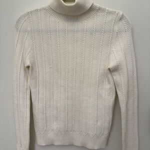 Lulus herringbone white Turtleneck Sweater